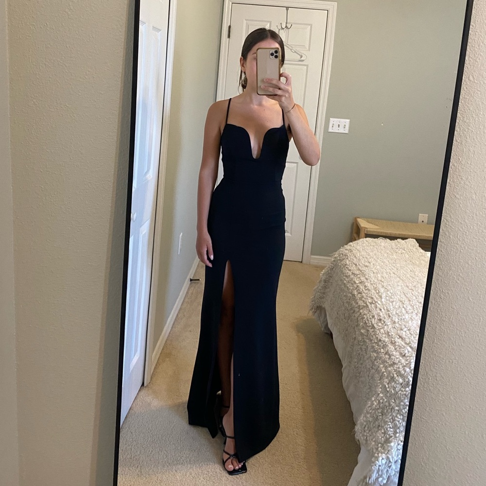 Windsor Black Formal Slit A-Line Dress, Worn Once, Size XS